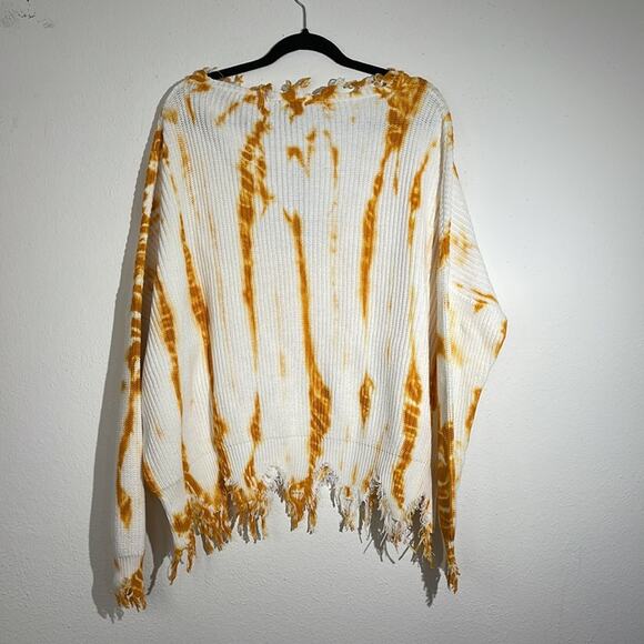 Trendy Threads Plus Size 3X Tie-Dye Sweater – Distressed V-Neck Cotton Pullover - Picture 9 of 9